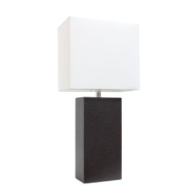 Lalia Home Lexington 21" Leather Base Modern Home Décor Bedside Table Lamp (Option: Espresso Brown)