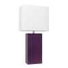 Lalia Home Lexington 21" Leather Base Modern Home Décor Bedside Table Lamp