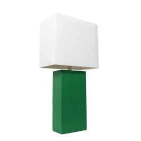 Lalia Home Lexington 21" Leather Base Modern Home Décor Bedside Table Lamp (Option: Green)