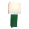 Lalia Home Lexington 21" Leather Base Modern Home Décor Bedside Table Lamp