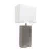 Lalia Home Lexington 21" Leather Base Modern Home Décor Bedside Table Lamp