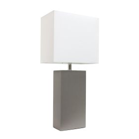 Lalia Home Lexington 21" Leather Base Modern Home Décor Bedside Table Lamp (Option: Gray)