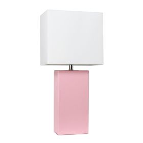 Lalia Home Lexington 21" Leather Base Modern Home Décor Bedside Table Lamp (Option: Pink)