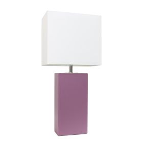 Lalia Home Lexington 21" Leather Base Modern Home Décor Bedside Table Lamp (Option: Purple)