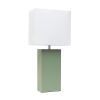 Lalia Home Lexington 21" Leather Base Modern Home Décor Bedside Table Lamp