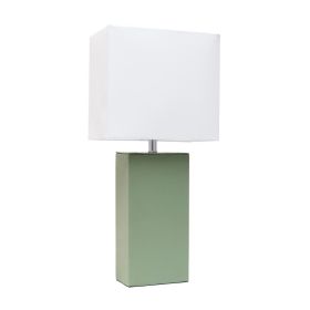 Lalia Home Lexington 21" Leather Base Modern Home Décor Bedside Table Lamp (Option: Sage Green)