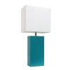 Lalia Home Lexington 21" Leather Base Modern Home Décor Bedside Table Lamp