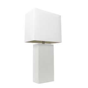 Lalia Home Lexington 21" Leather Base Modern Home Décor Bedside Table Lamp (Option: White)