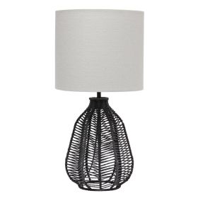 Lalia Home 21" Vintage Rattan Wicker Style Paper Rope Bedside Table Lamp (Option: Black)