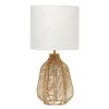 Lalia Home 21" Vintage Rattan Wicker Style Paper Rope Bedside Table Lamp