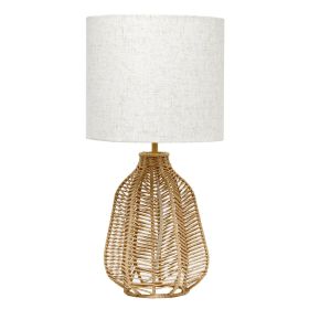 Lalia Home 21" Vintage Rattan Wicker Style Paper Rope Bedside Table Lamp (Option: Natural)