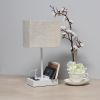 15.3" Tall Modern Rectangular Multi-Use 1 Light Bedside Table Desk Lamp