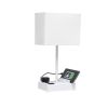 15.3" Tall Modern Rectangular Multi-Use 1 Light Bedside Table Desk Lamp