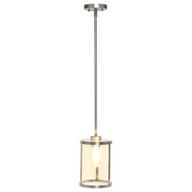 9.25"  1-Light Metal and Clear Cylindrical Glass Kitchen Foyer Hallway Bedroom (Option: BRUSHED NICKEL)