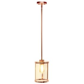 9.25" Farmhouse 1-Light Metal and Clear Cylindrical Glass Kitchen (Option: Rose Gold)