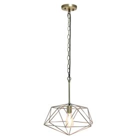 Large 16" Pendant Industrial Metal Wire Cage Hanging Ceiling 1 Light Fixture (Option: Antique brass)