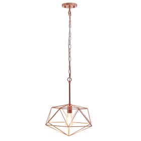 Large 16" Pendant Industrial Metal Wire Cage Hanging Ceiling 1 Light Fixture (Option: Rose Gold)