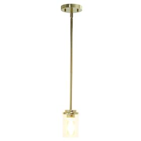 5.75" Adjustable 1-Light Cylindrical Clear Glass Kitchen Island (Option: GOLD)