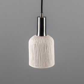 Osier Organic Ceramic Pendant Light 4.5", Matte White Striped (Option: MatteWhiteStriped, Material: AntiqueSilver)