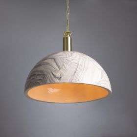 Kauri Marbled Ceramic Dome Pendant Light 14.6" (Option: Marbled, Material: PolishedBrass)