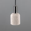 Osier Organic Ceramic Pendant Light 4.5", Matte White Striped