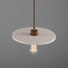 Bog Oak Organic Ceramic Disc Pendant Light, Matte White Striped