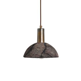 Kauri Organic Ceramic Dome Pendant Light 7.9", Black Clay (Option: BlackClay, Material: AntiqueBrass)