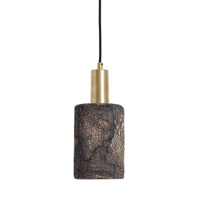 Senna Organic Ceramic Cylinder Pendant Light 4.7", Black Clay (Option: BlackClay, Material: SatinBrass)