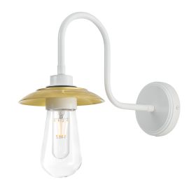 Ren Brass Swan Neck Wall Sconce IP65 (Option: White&PolishedBrassShade, Material: CL)