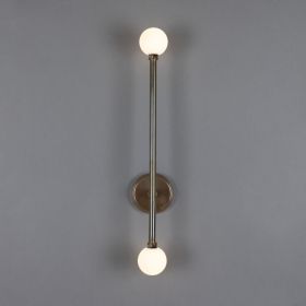 Gunning Double Globe Slim Bathroom Wall Sconce 28" IP44 (Option: Hx71cm, Material: AntiqueBrass Frosted)