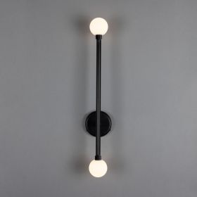 Gunning Double Globe Slim Bathroom Wall Sconce 28" IP44 (Option: Hx71cm, Material: MatteBlack Frosted)