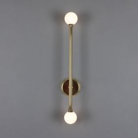 Gunning Double Globe Slim Bathroom Wall Sconce 28" IP44 (Option: Hx71cm, Material: Pol.Brass Frosted)