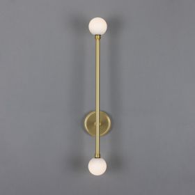 Gunning Double Globe Slim Bathroom Wall Sconce 28" IP44 (Option: Hx71cm, Material: SatinBrass Frosted)