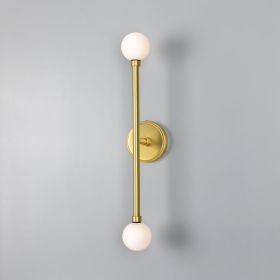 Monto Double Globe Slim Bathroom Wall Sconce 24" IP44 (Option: Hx61cm, Material: SatinBrass Frosted)