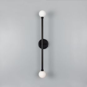 Silverton Double Globe Slim Bathroom Wall Sconce 30" IP44 (Option: Hx77cm, Material: Mat.Black Frosted)