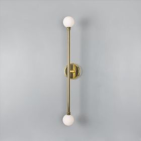 Silverton Double Globe Slim Bathroom Wall Sconce 30" IP44 (Option: Hx77cm, Material: Pol.Brass Frosted)