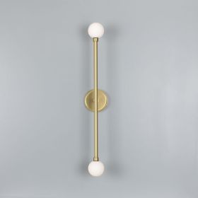 Silverton Double Globe Slim Bathroom Wall Sconce 30" IP44 (Option: Hx77cm, Material: Sat.Brass Frosted)