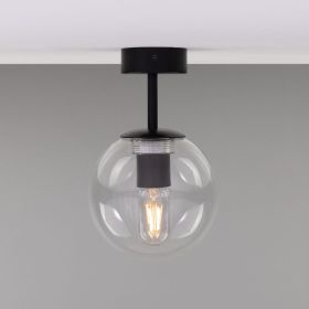 Venice Minimalist Glass Globe Flush Ceiling Light 6.7" (Option: MatteBlack, Material: Clear)