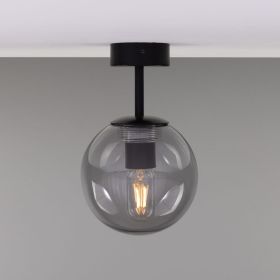 Venice Minimalist Glass Globe Flush Ceiling Light 6.7" (Option: MatteBlack, Material: Smoked)