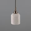 Osier Organic Ceramic Bathroom Pendant Light 4.5", Matte White Striped IP44