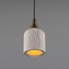 Osier Organic Ceramic Bathroom Pendant Light 4.5", Matte White Striped IP44