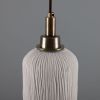 Osier Organic Ceramic Bathroom Pendant Light 4.5", Matte White Striped IP44