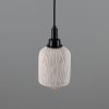 Osier Organic Ceramic Bathroom Pendant Light 4.5", Matte White Striped IP44