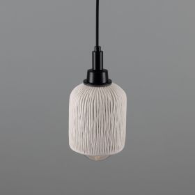 Osier Organic Ceramic Bathroom Pendant Light 4.5", Matte White Striped IP44 (Option: MatteWhiteStriped, Material: MatteBlack)