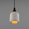 Osier Organic Ceramic Bathroom Pendant Light 4.5", Matte White Striped IP44