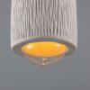 Osier Organic Ceramic Bathroom Pendant Light 4.5", Matte White Striped IP44