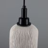 Osier Organic Ceramic Bathroom Pendant Light 4.5", Matte White Striped IP44