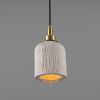 Osier Organic Ceramic Bathroom Pendant Light 4.5", Matte White Striped IP44