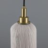 Osier Organic Ceramic Bathroom Pendant Light 4.5", Matte White Striped IP44