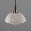 Kingii Ceramic Dome Bathroom Pendant Light 7.87", Matte White Striped IP44